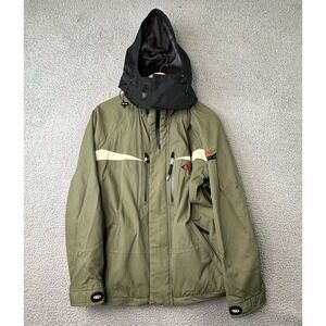Vtg Marker Ski Snowboard Jacket Mens Medium Green Zip Off Hood Powder Skirt